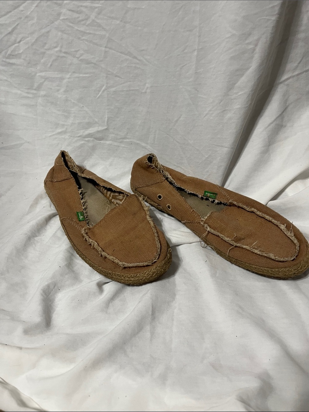 Sanuk Frayed Canvas Slip-On in Light Brown